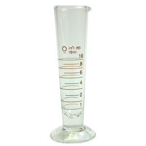 Laboratory Supplies-Cylinders, Conical Measuring Borosilicate Glass, Round Base with Spout, Amber Stain Graduations