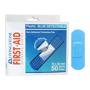 Metal Detectable Blue Adhesive Strips with Pad
