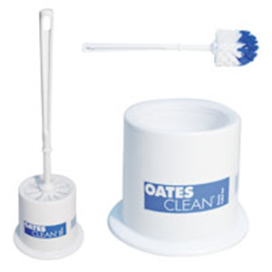 OATES HANDY TOILET BRUSH SET, SOFT GRIP, WHITE, EACH