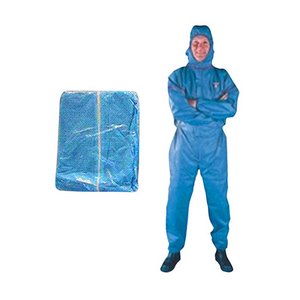 LIV DISP COVERALLS W/HOOD 40GSM SMALL NW PP+PE BLUE 50/CTN