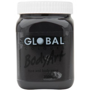 Global Colours Black Professional Body & Face Paint | 15/45/200ml Sizes | Long-Lasting Makeup For Artists 5 thumbnail image