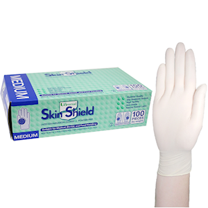 Universal Skin Shield Latex Examination Gloves Powder Free