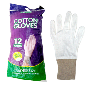 Protective Wear-Gloves Seamless With Knitted Wrist, White With Knit Wrist Cuff