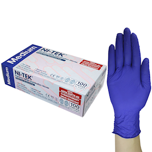 NI-TEK NITRILE ACCE FREE GLV ASTM PF EN374 M BLUEPLE 100/BOX