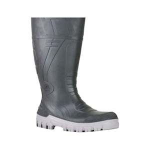 SAFETY GUMBOOTS SLIP ON STEEL TOE CAP BLCK/GREY SIZE 14 PAIR