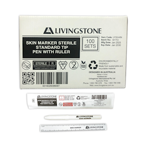 LIV SURG SKIN MARKER STD TIPSTER PEN W/RULER PURPLE 100/BX