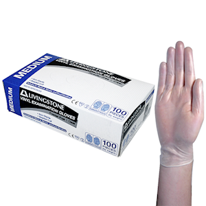 LIV VINYL EXAM GLOVES 6.0G POWDER FREE M CLEAR HACCP 1000/CT